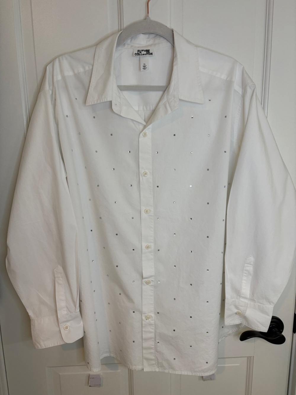 Future collective White Button-Up Shirt with rhinestones